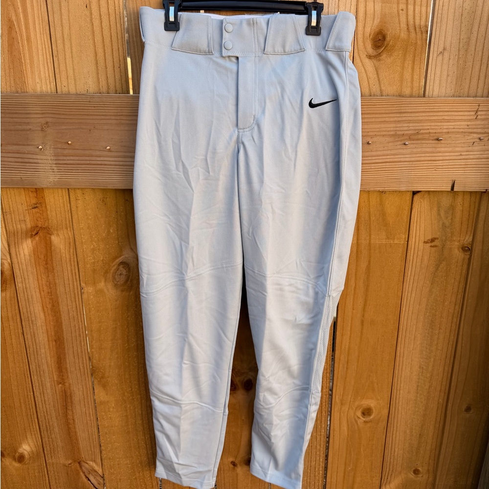 Nike Men's Light Gray Full Length Leo Style Open Hem Baseball Athletic Pants